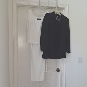 Navy Blazer and White Skirt Set
